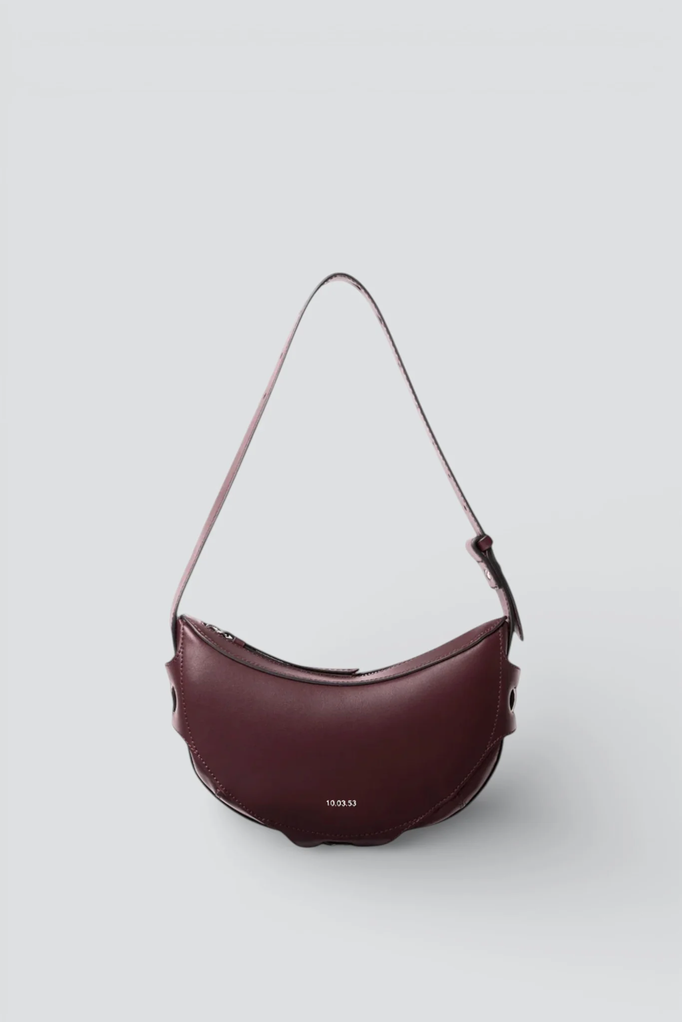 Burgundy Leather Half Moon Bag