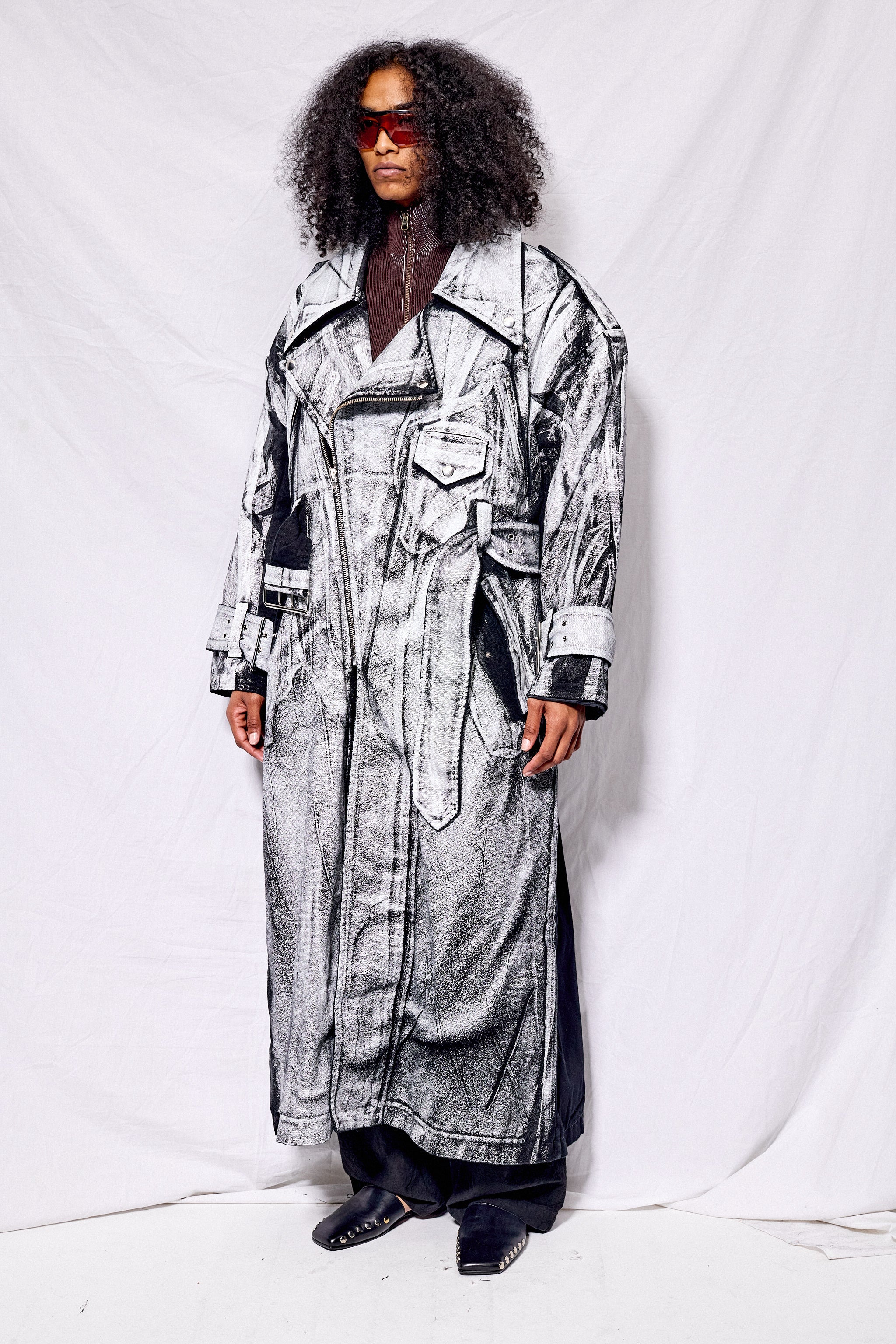Black/White Painted Workwear Trench 3
