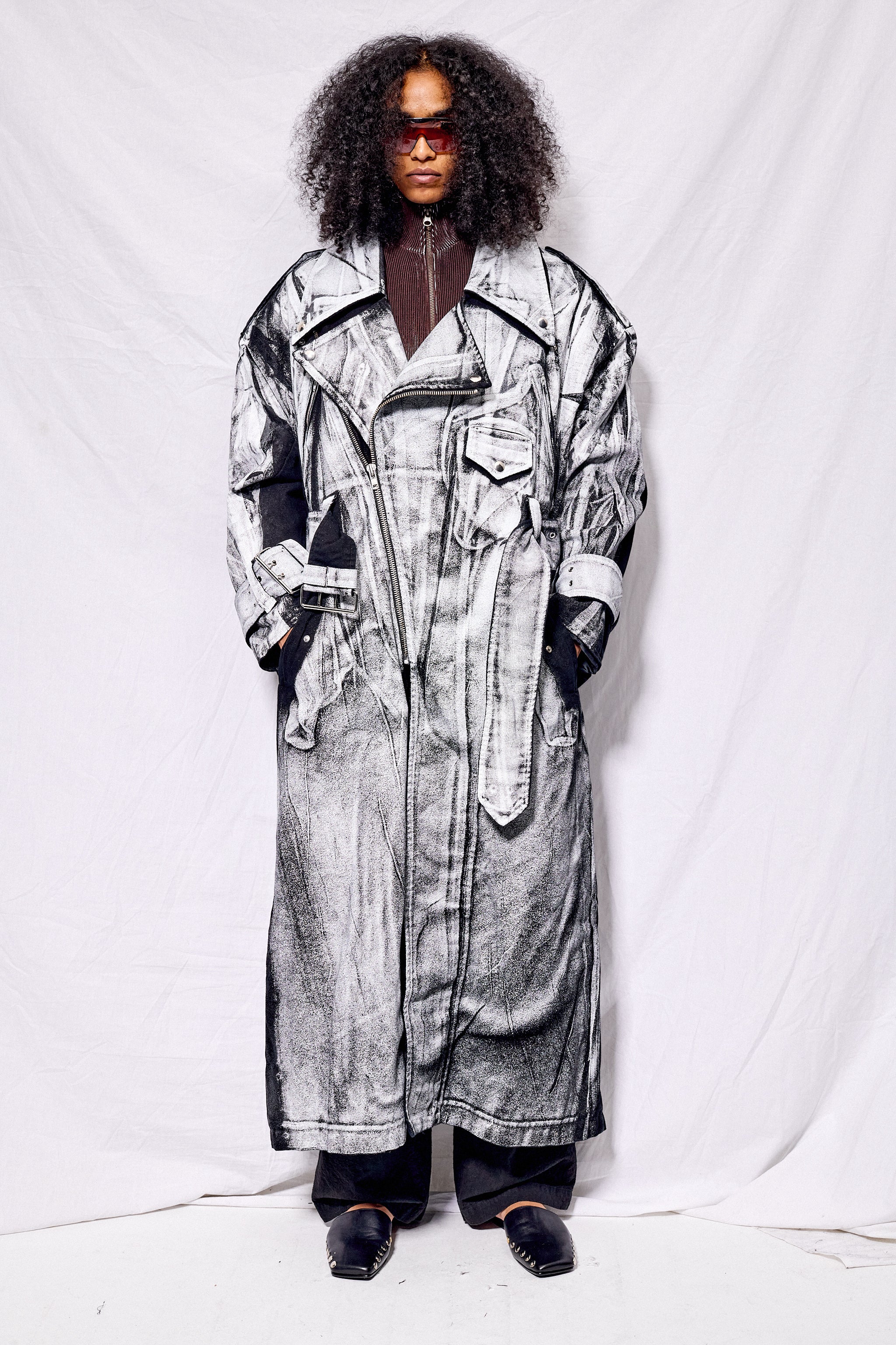 Black/White Painted Workwear Trench 4