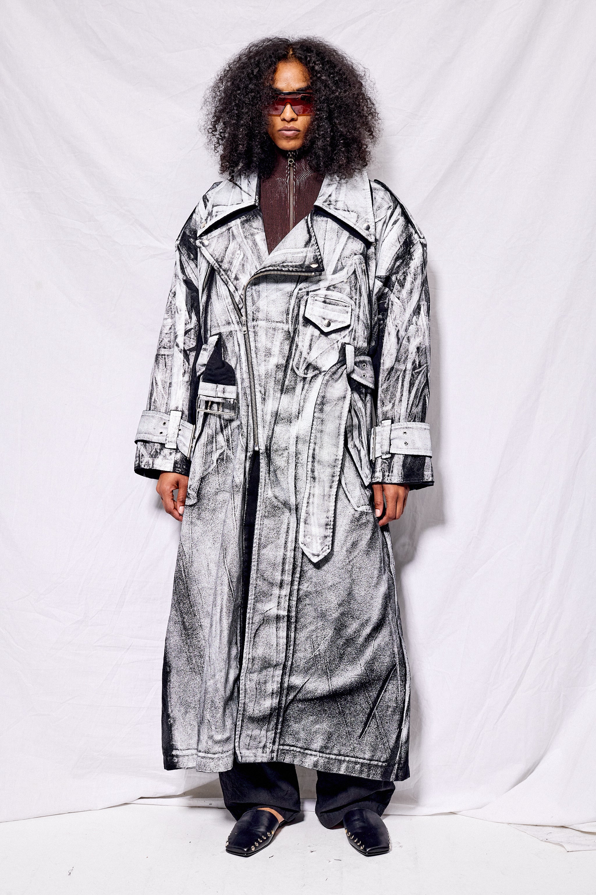 Black/White Painted Workwear Trench 5
